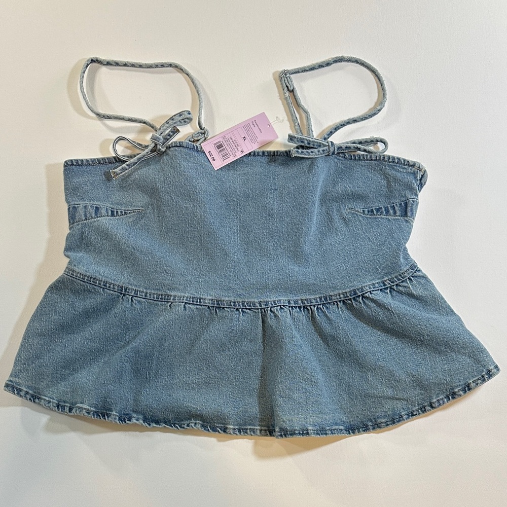 Wild Fable Denim Peplum Tank Top NWT Women’s Size XL Chambray